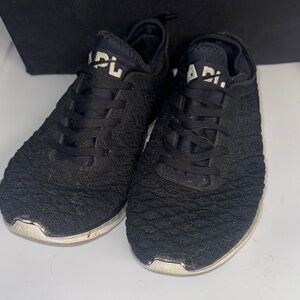 APL Black Knit Athletic Shoes with Silver Trim